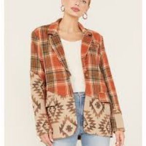 MISS MEE Plaid‎ and Aztec Blazer small